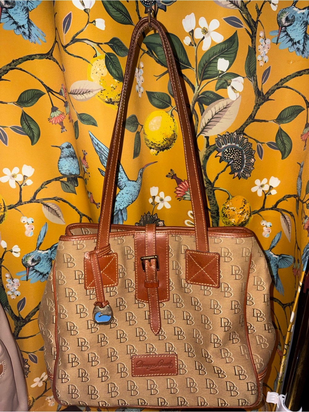 Vintage Dooney & Bourke Signature DB Monogram Medium Tote